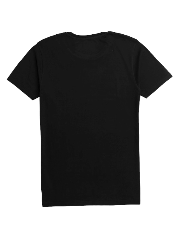 Men's Half Sleeve Round Neck Chest Print Regular Fit Cotton T-Shirt | Black