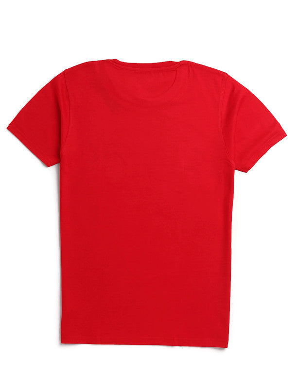 Men's Stylish Regular FIt Chest Print Cotton Tees T-Shirt | Red