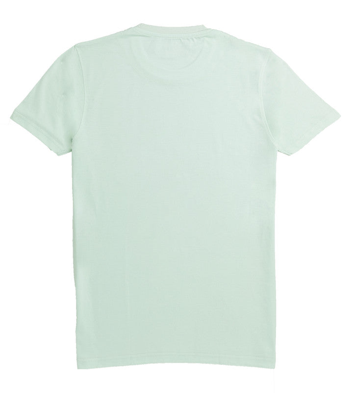 Men's Half Sleeve Round Neck Chest Print Regular Fit Cotton T-Shirt | Mint