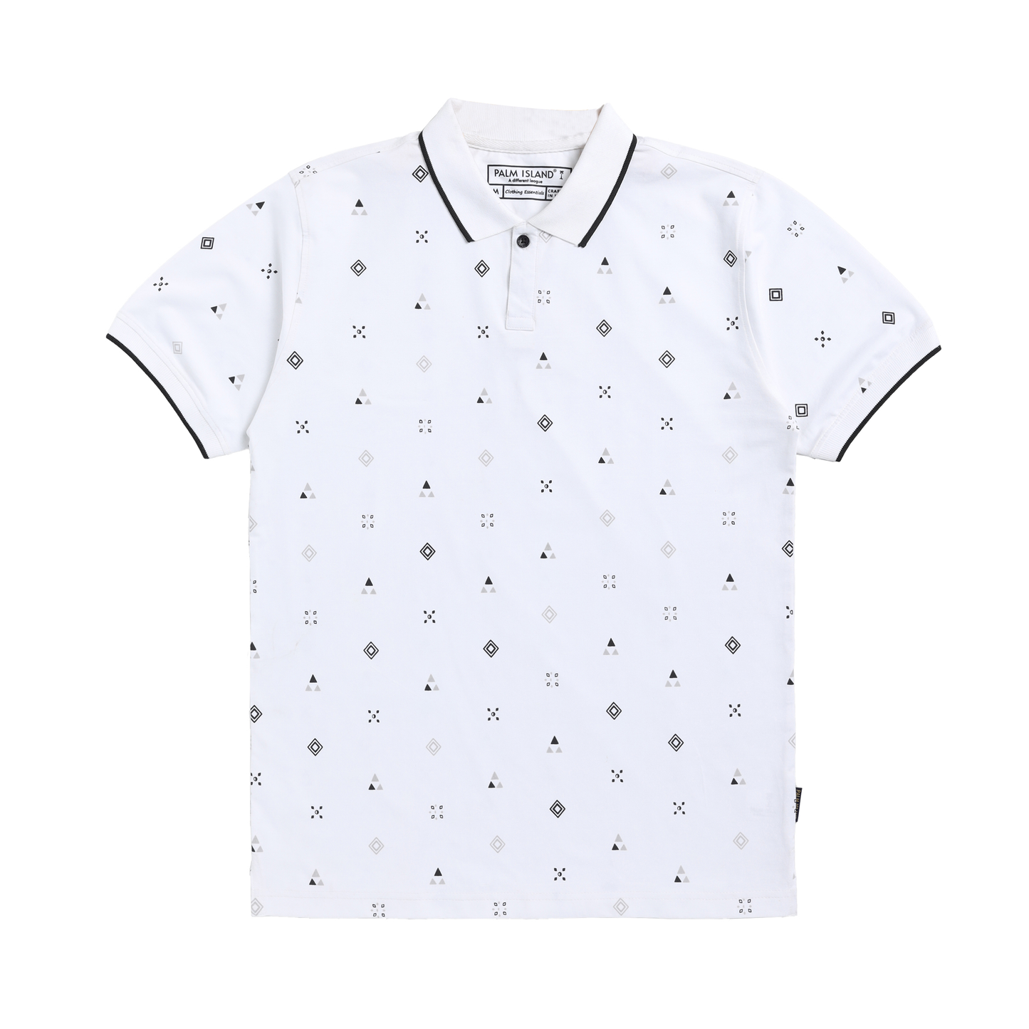 White Printed Polo