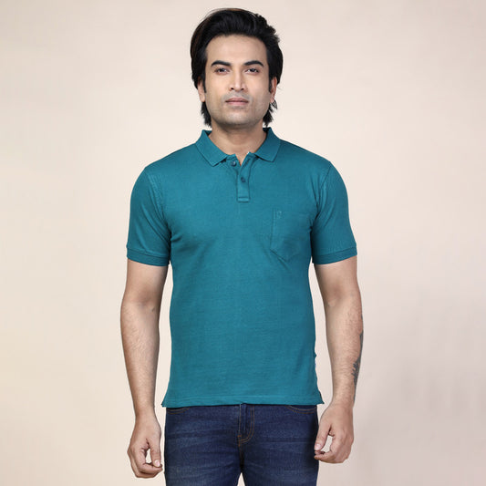 Mens Plain Polo | Storm Green