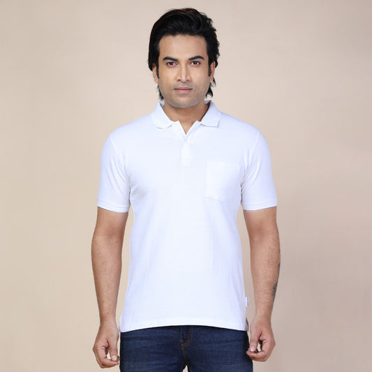 Mens Plain Polo| White