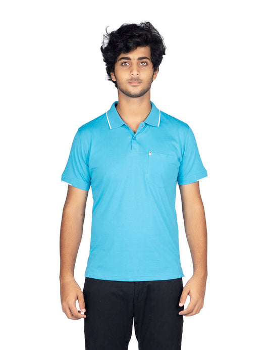 Men's Regular Fit Casual Cotton Polo T-Shirt | Horizen Blue
