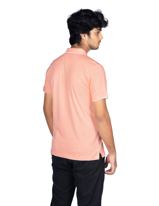 Men's Regular Fit Casual Cotton Polo T-Shirt | Peach Pearl