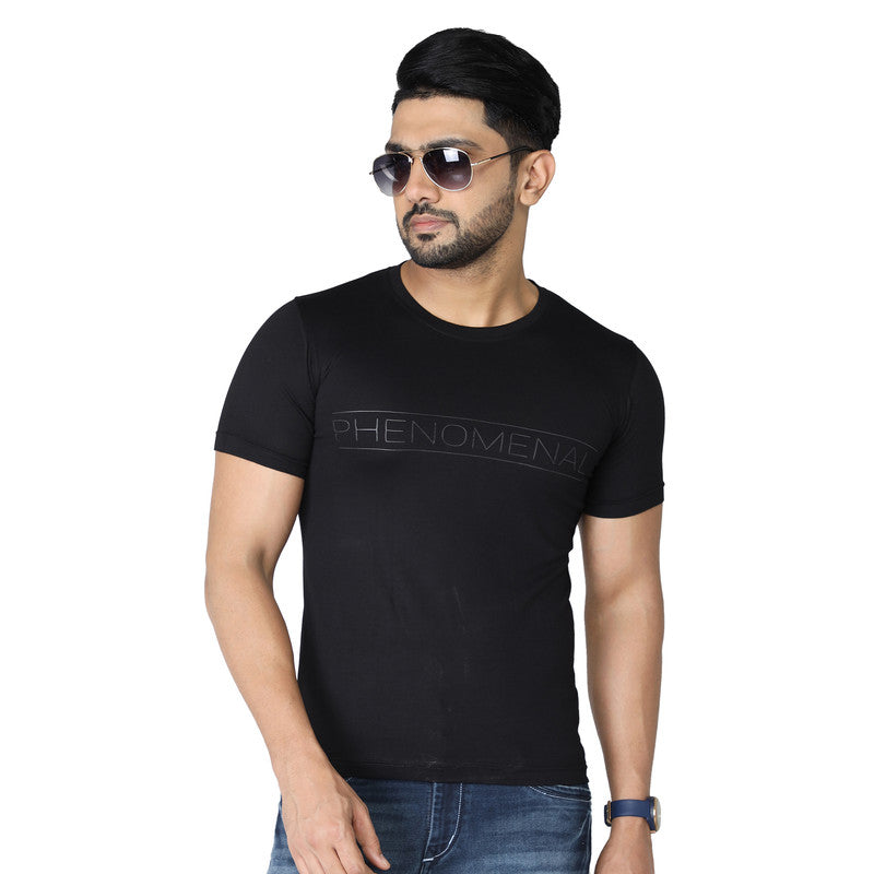 Men's Stylish Chest Print Tees T-Shirt | Black
