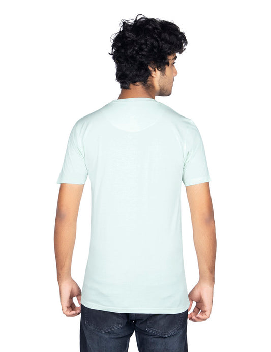 Men's Half Sleeve Round Neck Chest Print Regular Fit Cotton T-Shirt | Mint