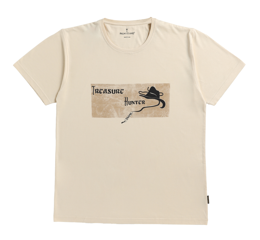 Men's Stylish Chest Print Tees T-Shirt | Butter Cream
