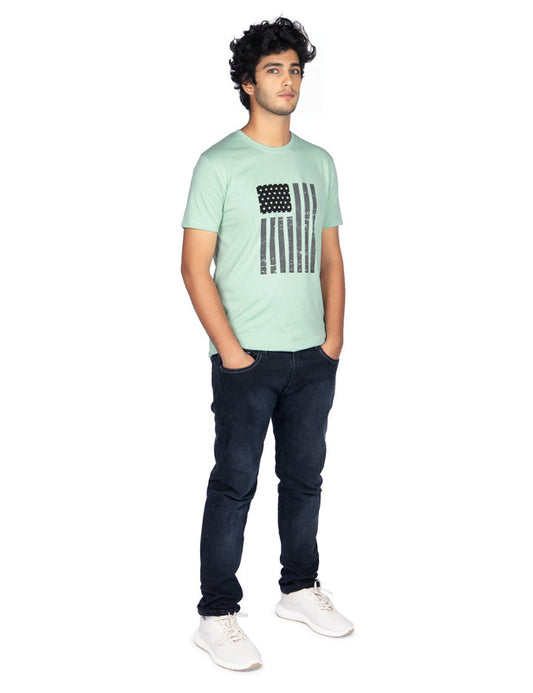 Men's Stylish Chest Print Tees T-Shirt | Jade
