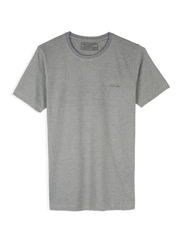 Men's Stylish Casual Regular Fit Plain Tees T-Shirt | Jade Melange