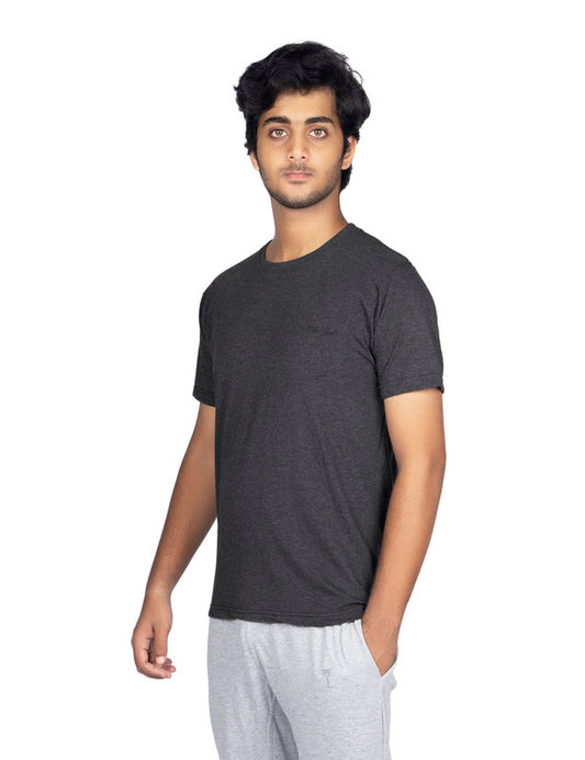 Men's Stylish Casual Regular Fit Plain Tees T-Shirt | Charcoal Melange
