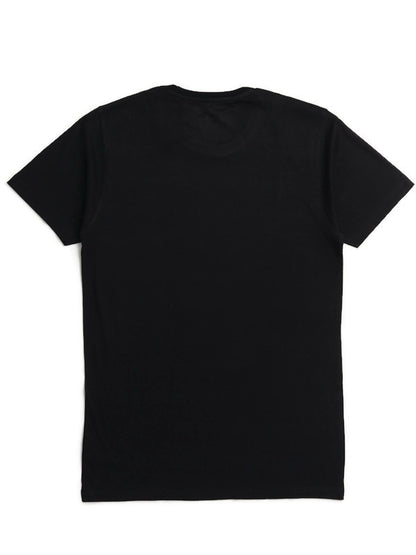 Men's Stylish Regular FIt Chest Print Cotton Tees T-Shirt | Black