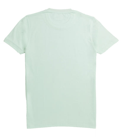 Men's Half Sleeve Round Neck Chest Print Regular Fit Cotton T-Shirt | Mint