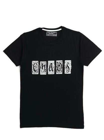 Men's Stylish Regular FIt Chest Print Cotton Tees T-Shirt | Black