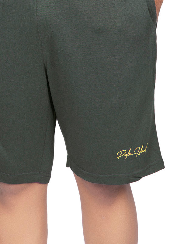 Men's Regular Fit Plain Shorts Half Pant | Olive