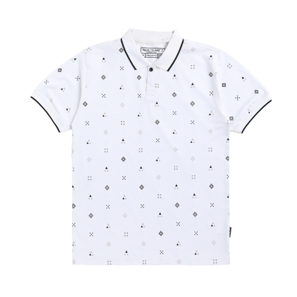 White Printed Polo