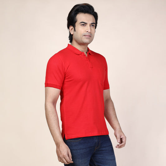 Mens Plain Polo | Red