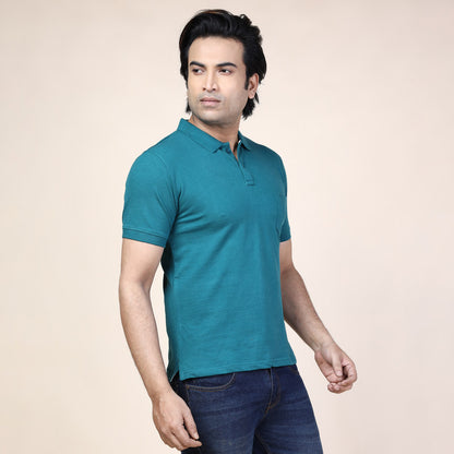 Mens Plain Polo | Storm Green