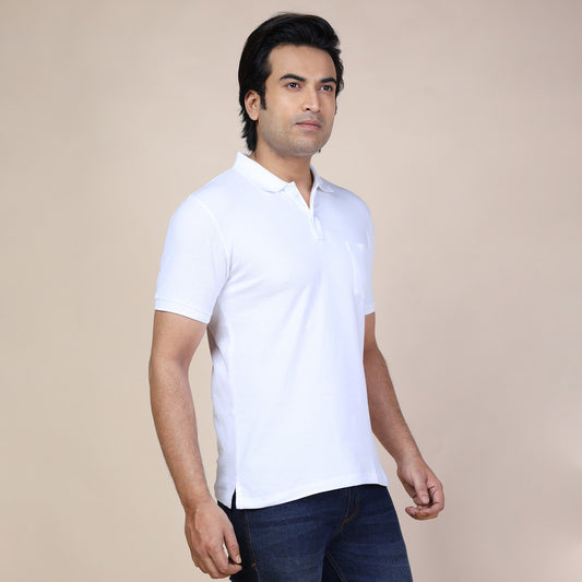 Mens Plain Polo|  White