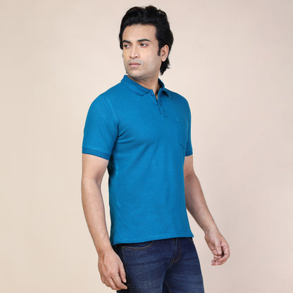 Mens Plain Polo | Peacock Blue