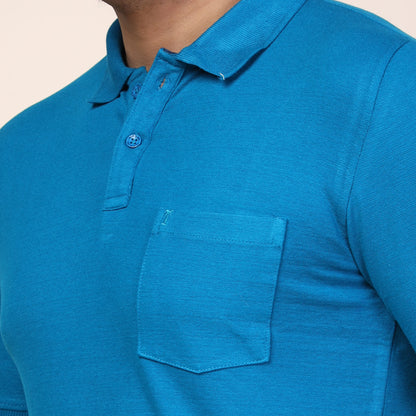Mens Plain Polo | Peacock Blue