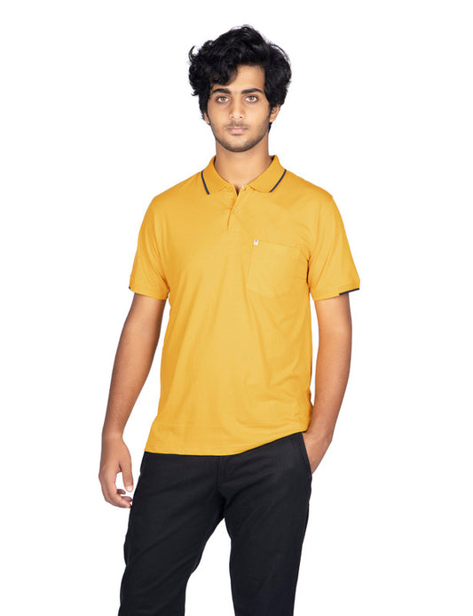 Men's Regular Fit Casual Cotton Polo T-Shirt | Mustard