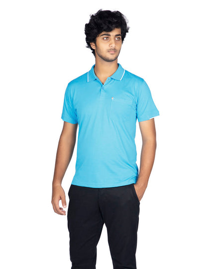 Men's Regular Fit Casual Cotton Polo T-Shirt | Horizen Blue