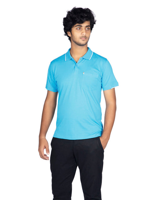 Men's Regular Fit Casual Cotton Polo T-Shirt | Horizen Blue