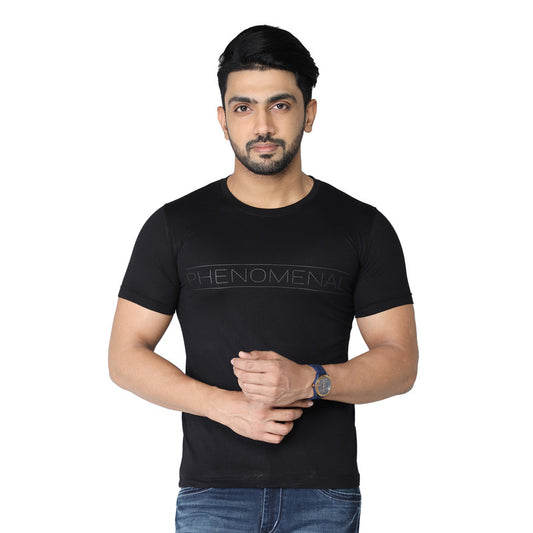 Men's Stylish Chest Print Tees T-Shirt | Black