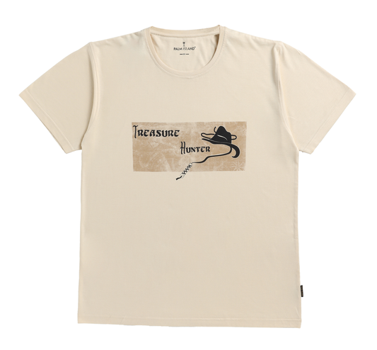 Men's Stylish Chest Print Tees T-Shirt | Butter Cream