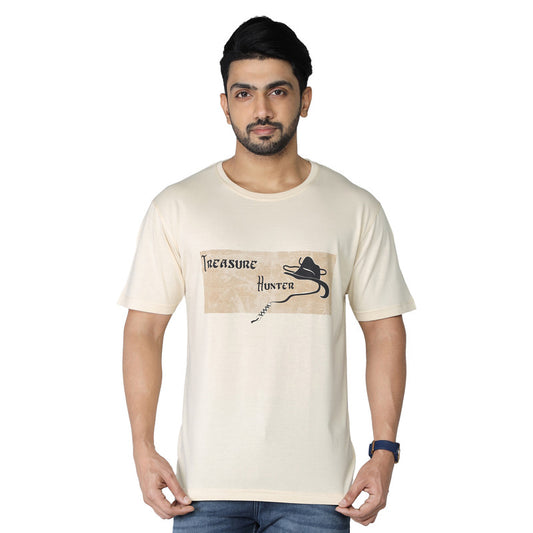 Men's Stylish Chest Print Tees T-Shirt | Butter Cream