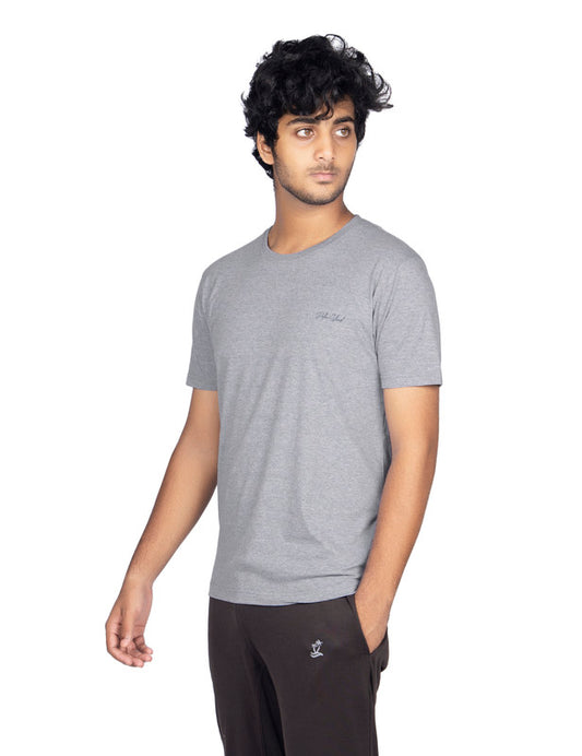 Men's Stylish Casual Regular Fit Plain Tees T-Shirt | Navy Melange