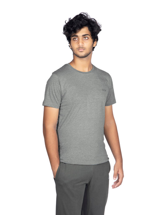 Men's Stylish Casual Regular Fit Plain Tees T-Shirt | Jade Melange