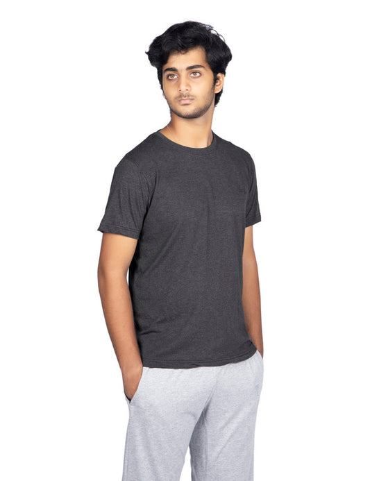 Men's Stylish Casual Regular Fit Plain Tees T-Shirt | Charcoal Melange